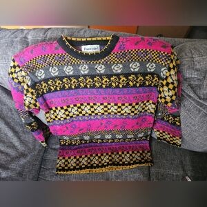 Vintage Franco Valeri Colourful Sweater, Large. 20ptp